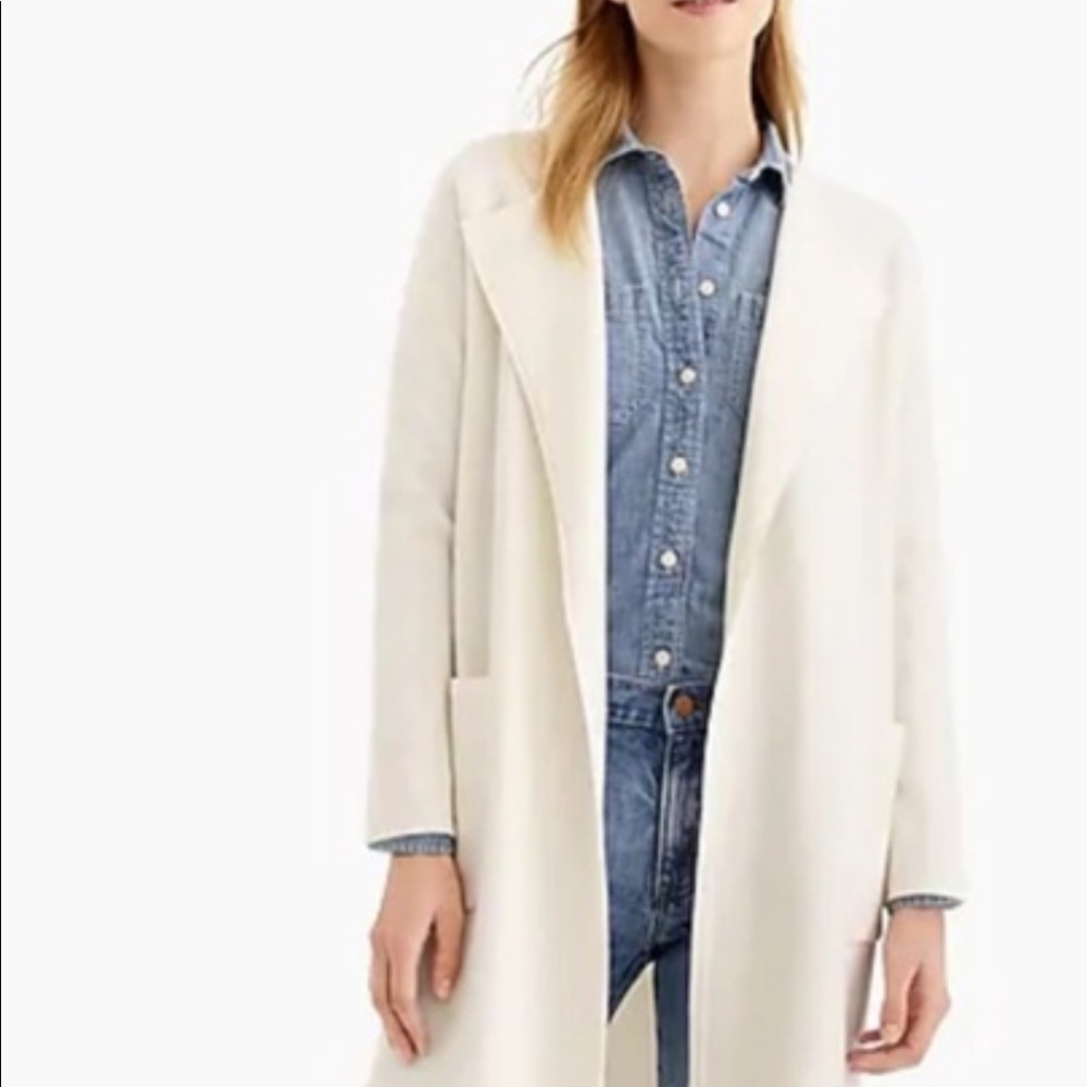 J. Crew Juliette Collarless Cardigan Womens XXS Ivory Midlength Layering